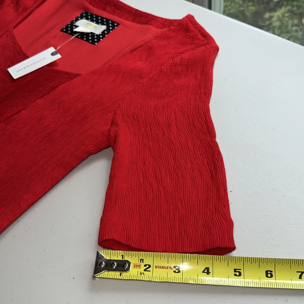 New with tag on Maeve Red Pleated A-Line Midi Dress. - Picture 10 of 15
